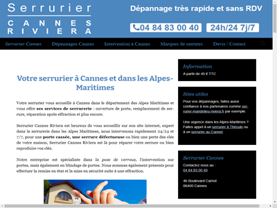 Site Serrurier Cannes Riviera 